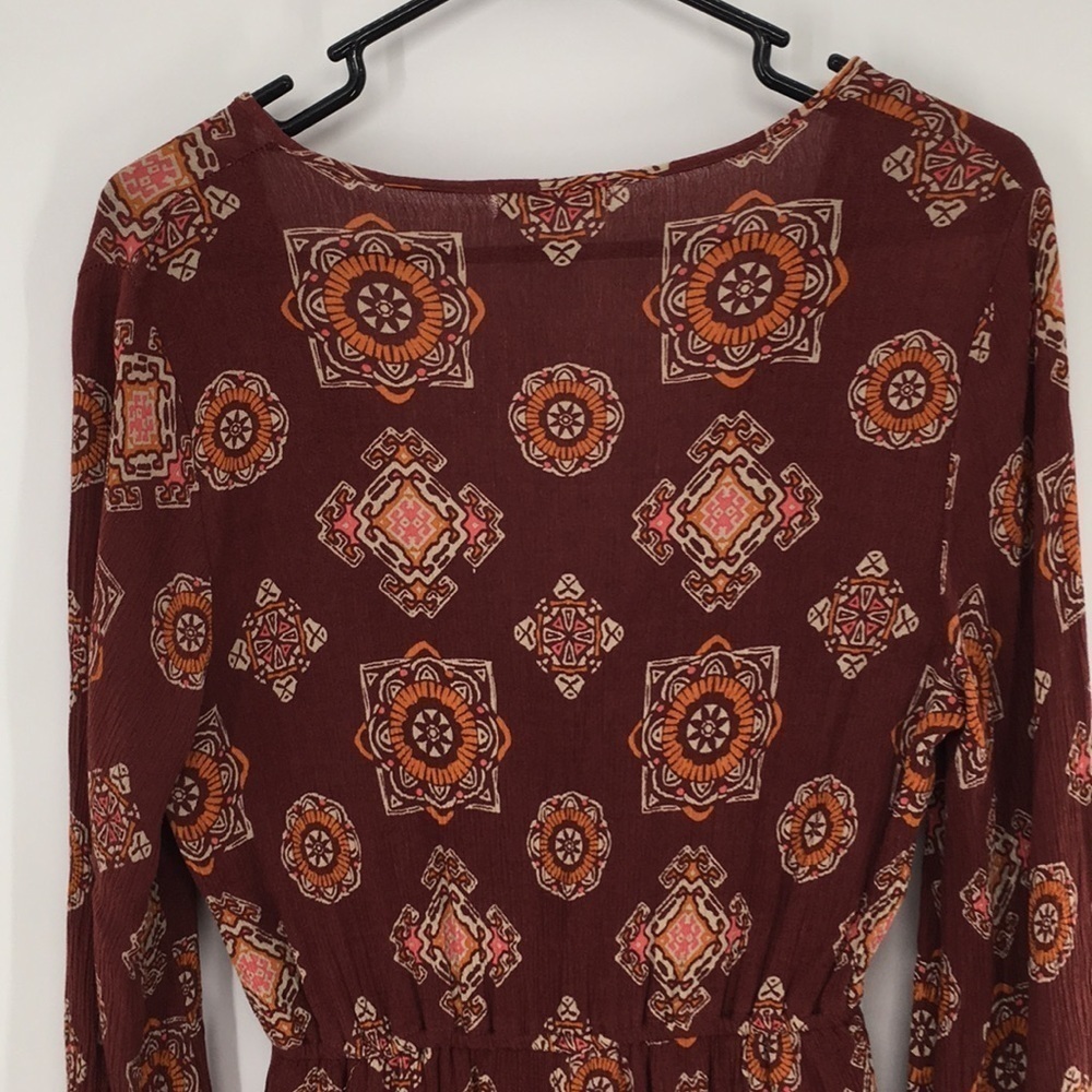 Long Sleeve Boho Red And Orange Romper - image 7